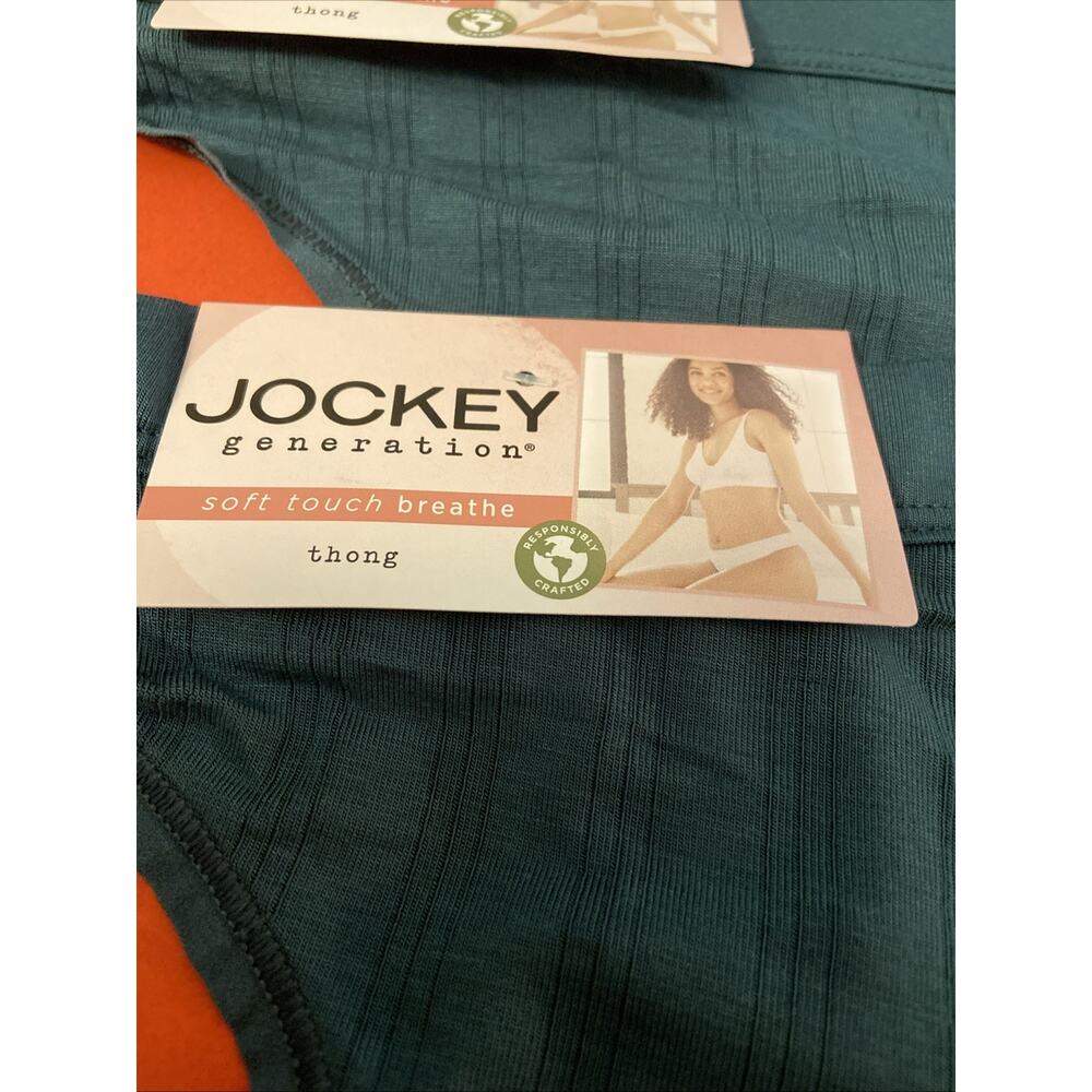 NEW! 3 Pairs! Womens’ Jockey Green Soft Touch Thong W Logo Band / Medium - Picture 2 of 4